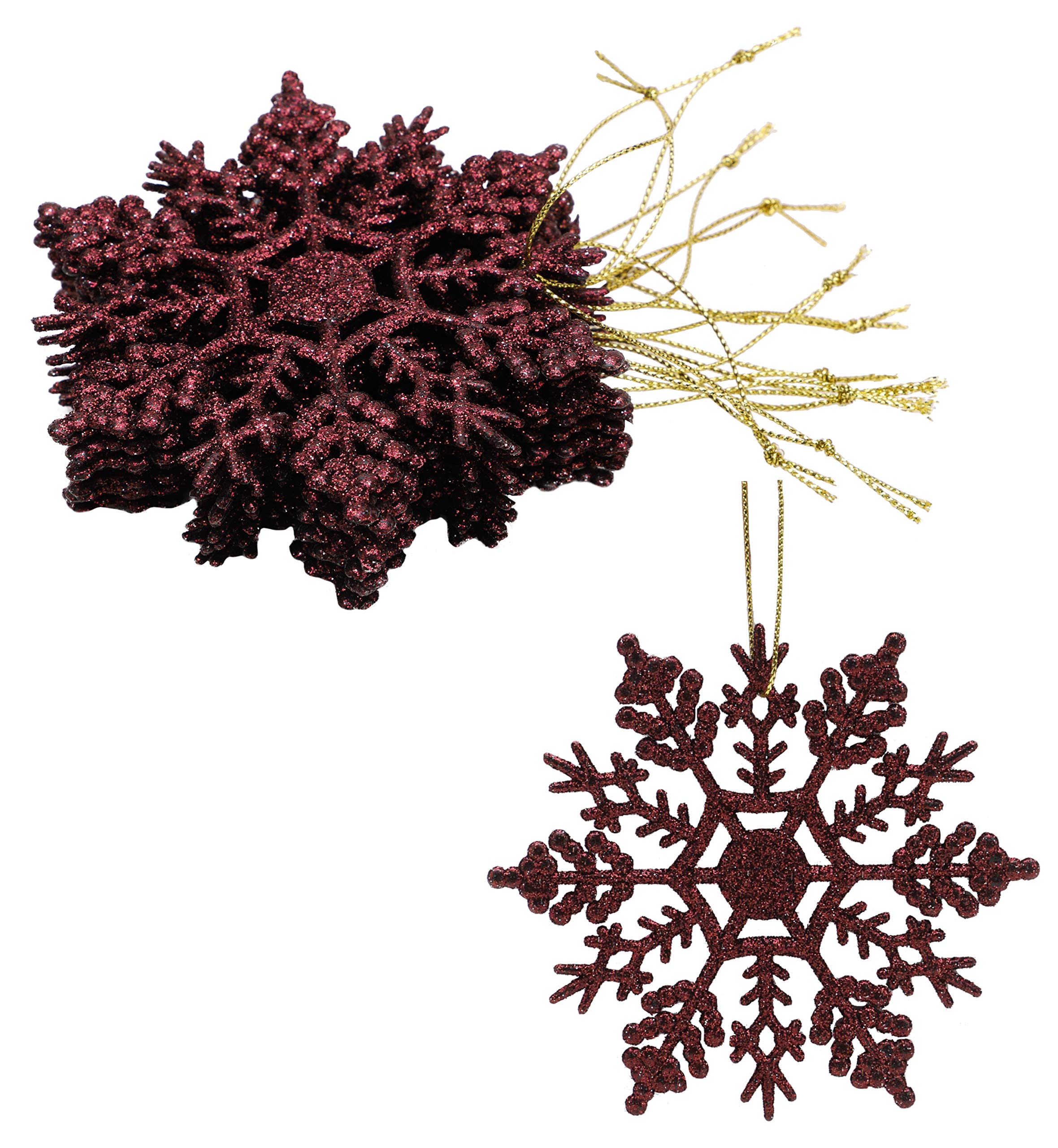 Christmas Concepts® Pack of 12-10cm Glitter Snowflake Hanging Decorations - Christmas Decorations (Brown)