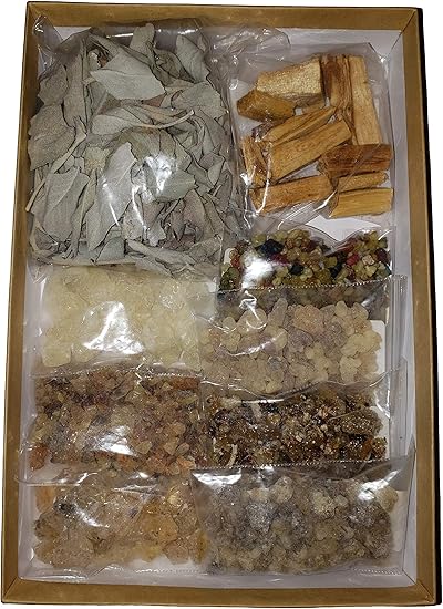 Juego de 9 muestras de incienso de resina en caja de regalo y en bolsas resellables