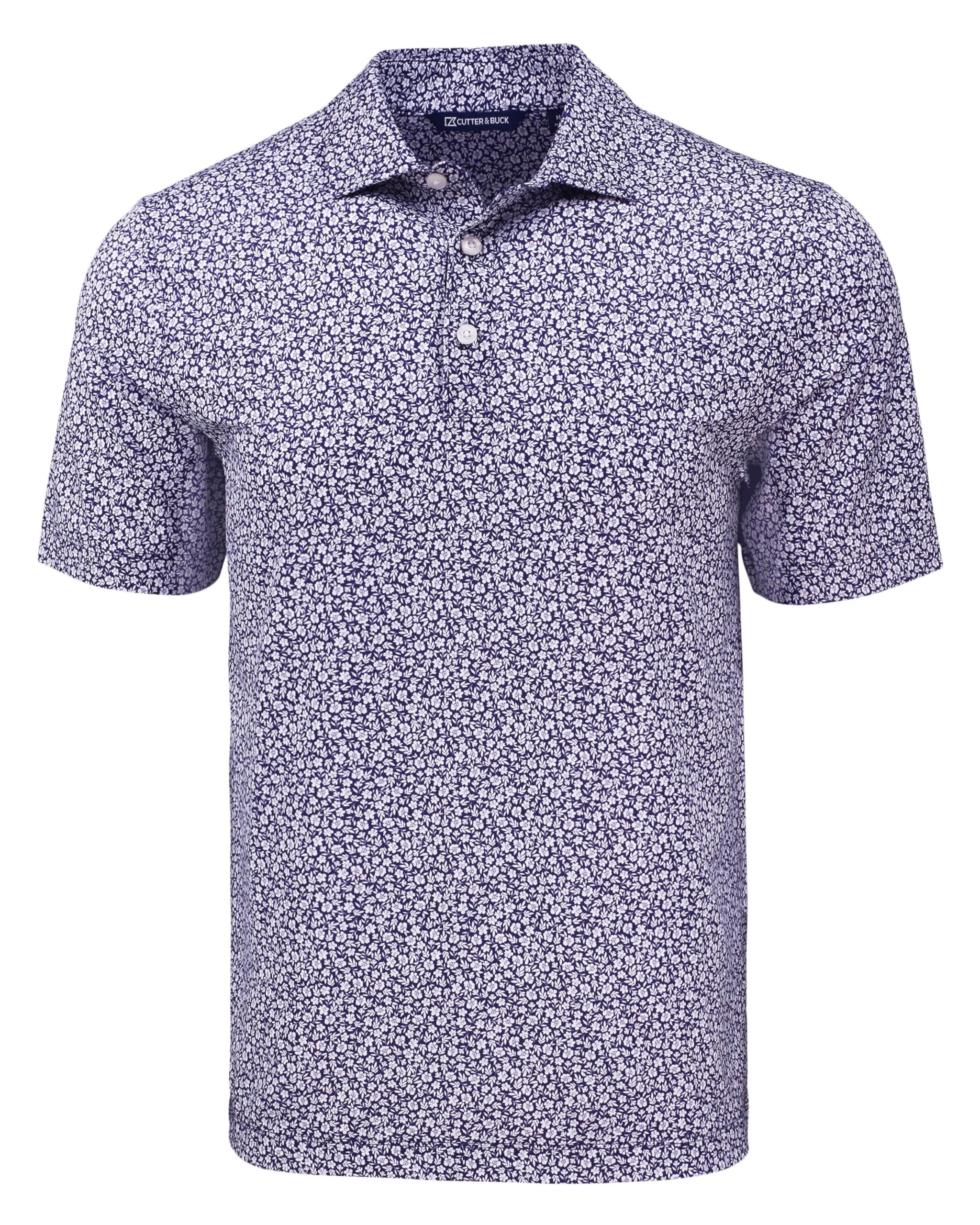 Cutter & Buck Pike Eco Flora Print Mens Polo, College Purple
