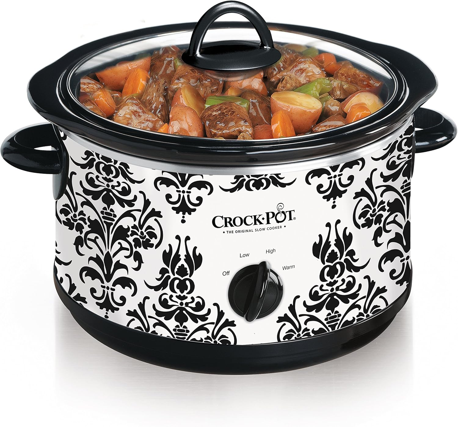 Crock Pot 4.5 Quart Manual Slow Cooker, Damask Pattern: Kitchen & Dining