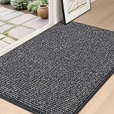 BEQHAUSE Dirt Trapper Door Mat 32" x 48", Non-Slip Washable Doormats Entrance Mat, Dirt Resistant and Absorbent Welcome Mat, Low Profile Floor Mats for Front Back Door and Entryway, Charcoal