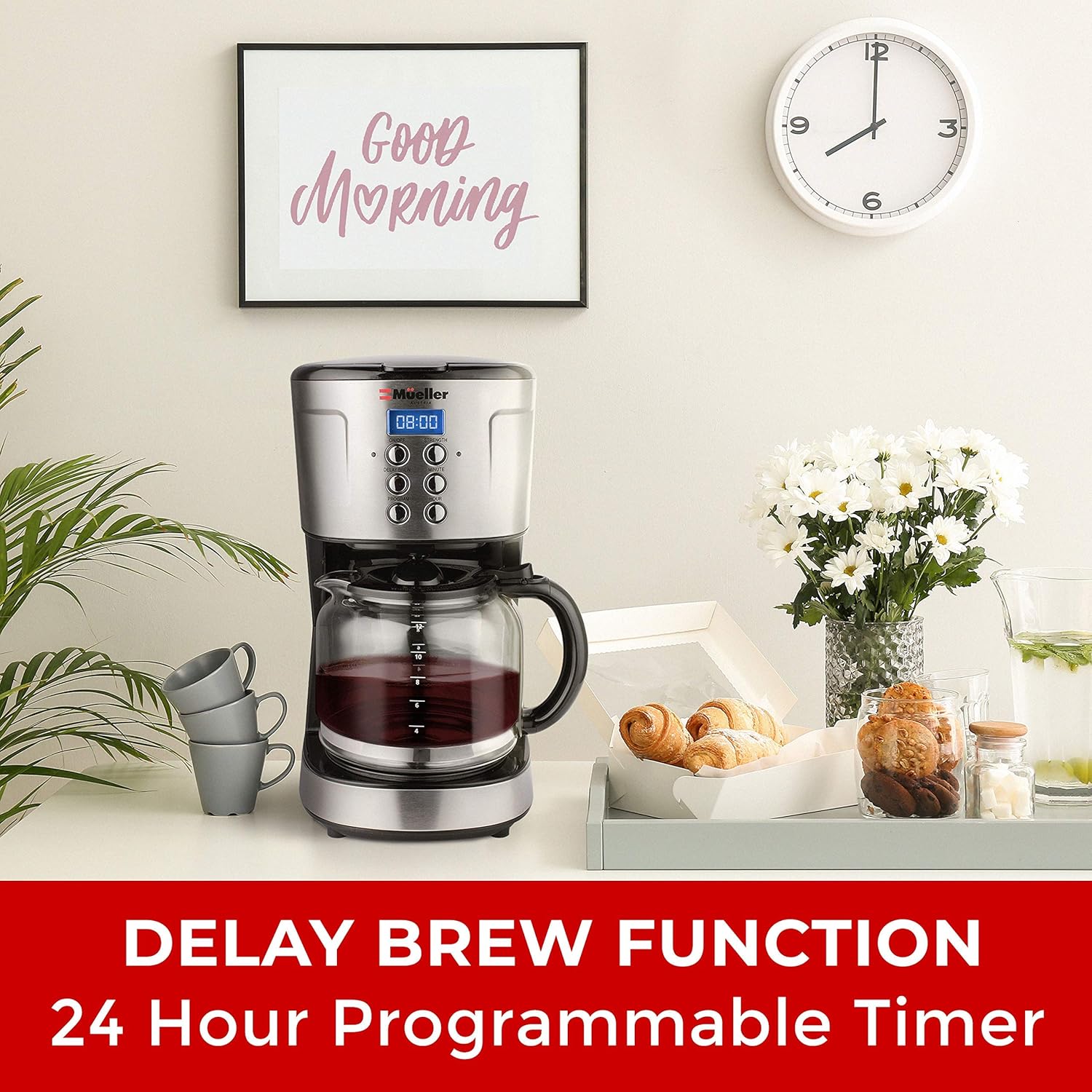Mueller Ultra Coffee Maker, Programmable 12-Cup Machine, Multiple Brew Strength, Keep Warm: Kitchen & Dining
