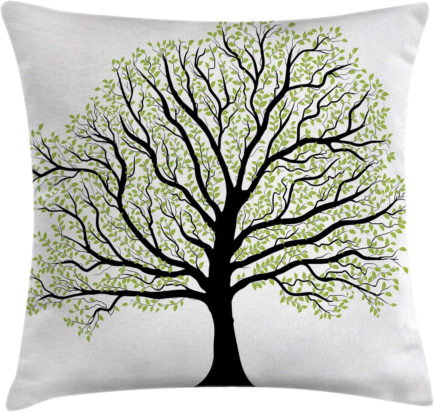 Ambesonne Tree of Life Throw Pillow Cushion Cover, Big Old Leaves and Branches Nature Growth Ecology Themed Artwork, Decorative Square Accent Pillow Case, 26