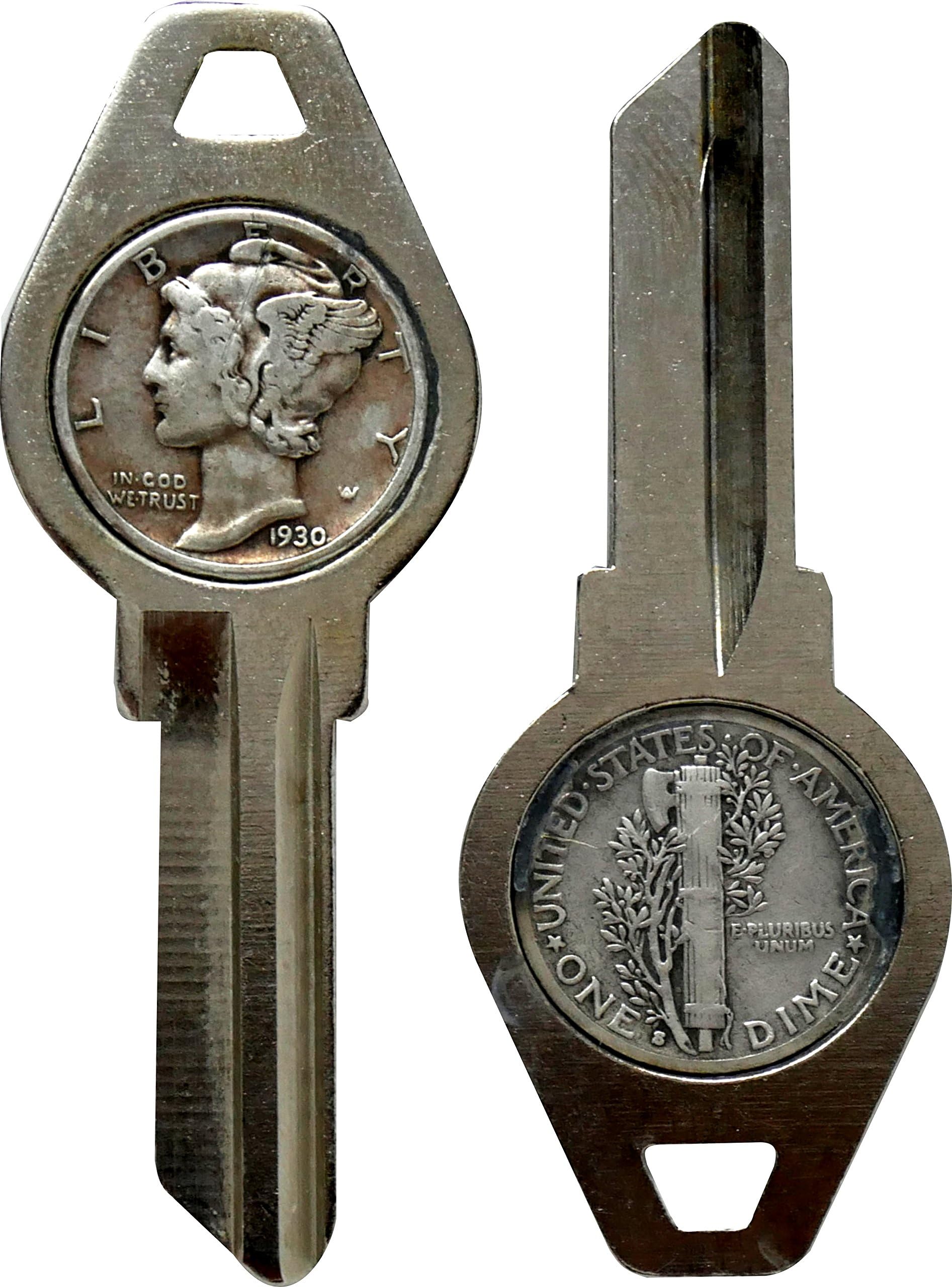 Dime CoinKey - Blank House Key Design (SC1, Mercury Dime)
