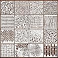 16 Pcs Stencils for Painting Reusable 6 X 6 Inch Texture Mixed Template Paint Art Crafts Stencils Geometric Patterns Brick Wall Stencil Spirals Cubist Templates for DIY Canva Scrapbooking Card Making