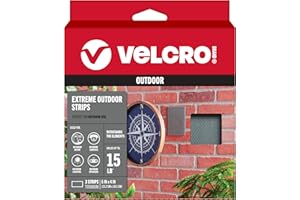 VELCRO Brand Outdoor Wide Heavy Duty Strips | 6" x 4" Pk of 3 | Holds 15 lbs | Titanium Extreme Industrial Strength Adhesive Fasteners | Strong Weather Resistance for Rough Surfaces (91471)