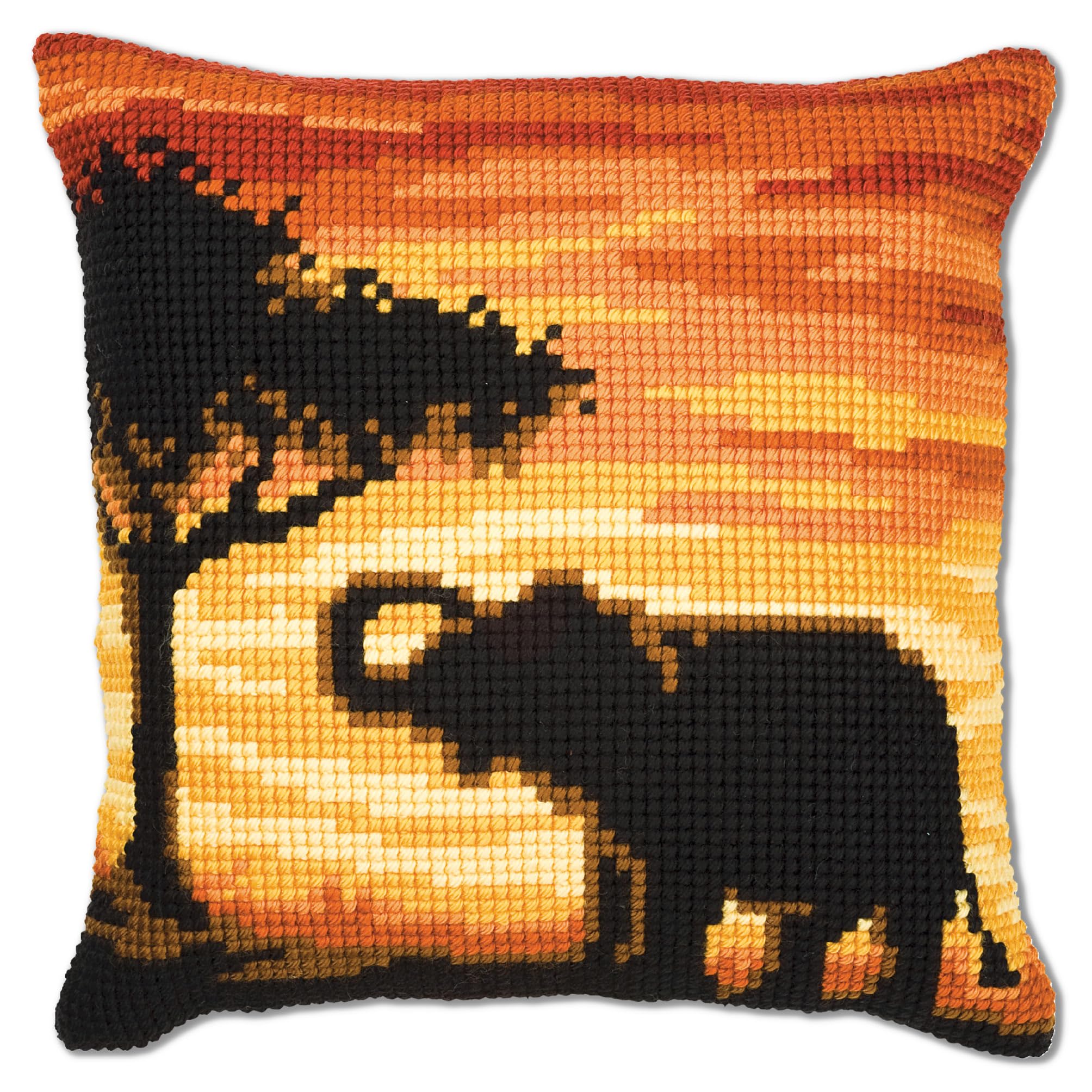 Vervaco Sunset Elephant Cross Stitch Cushion, Multi-Colour