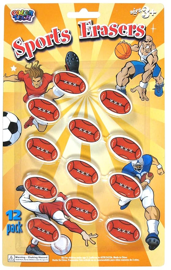 Sports Football Eraser Set 12pc Football Erasers Set