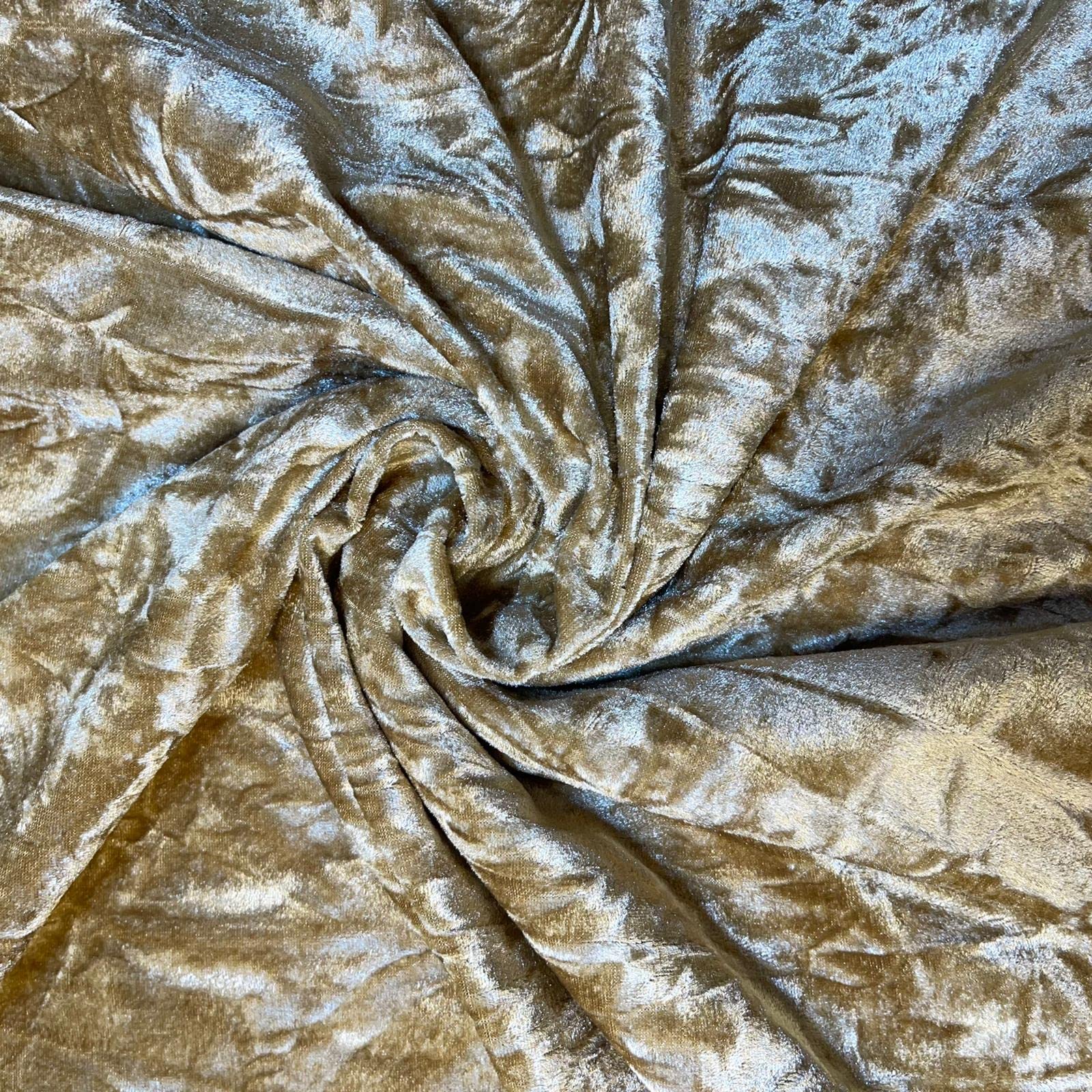 Textile Station Premium Quality Marble Crushed Velvet Medium Weight Stretch Fabric Material 58" Wide Available in 26 Colours (Gold)