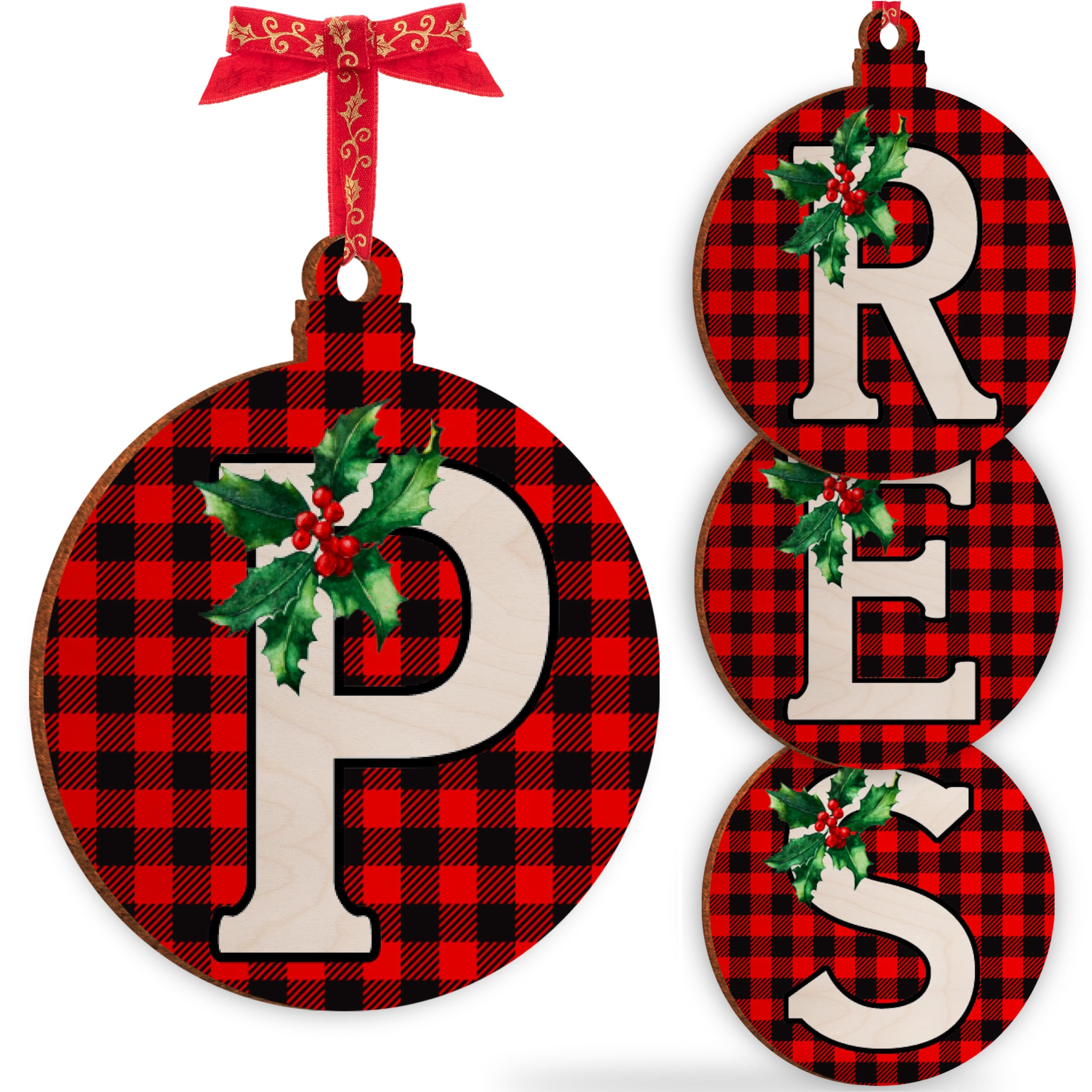 Christmas Initial Wooden Ornaments - Personalised 10x10cm - Xmas Babubles Gift for Noel Tree Decorations C1 (Initial #P)