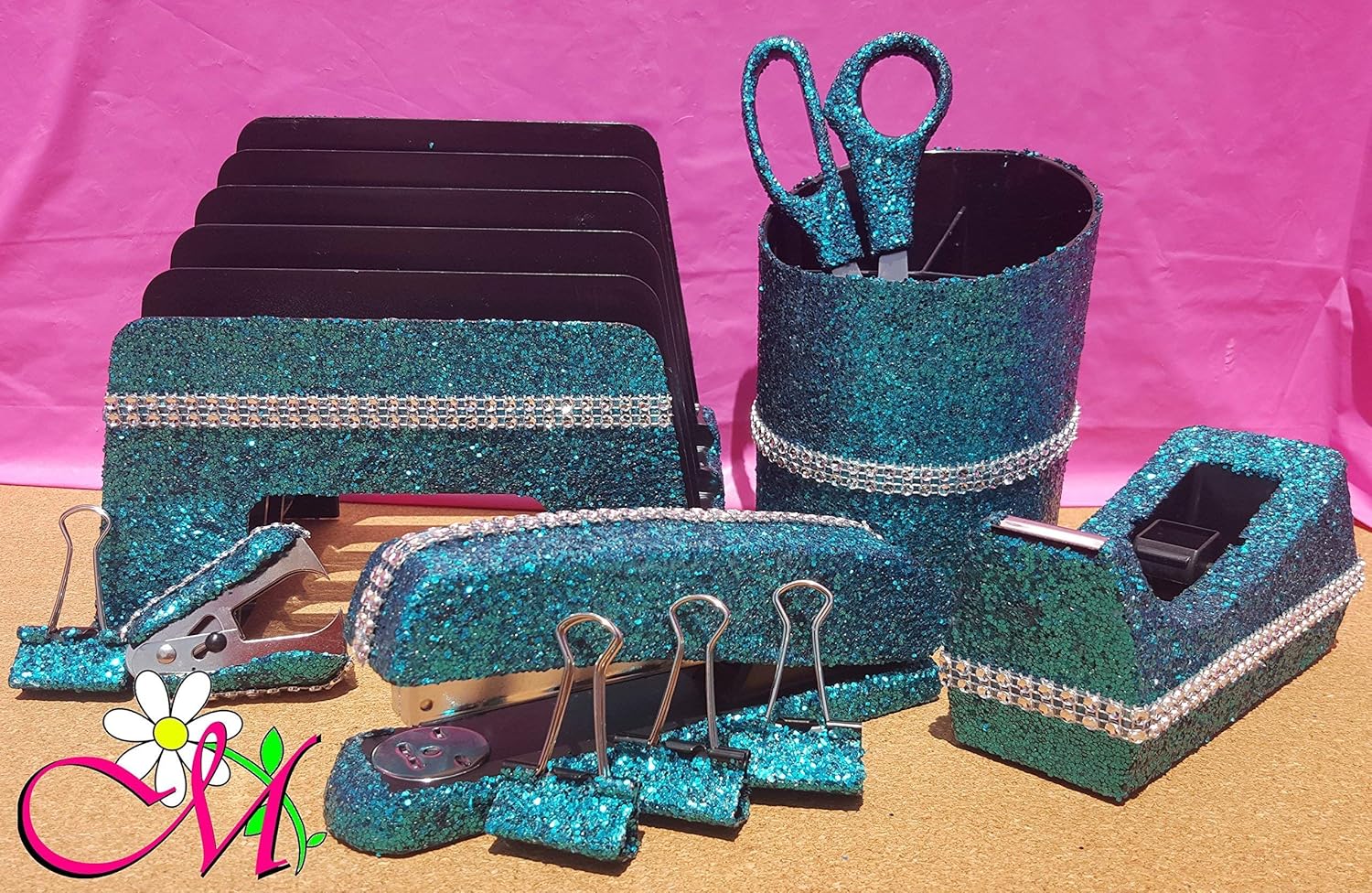 Turquoise Office Supplies Turquoise Glitter Desk Stapler