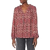 Max Studio Womens Crepe Long Smocked Sleeve Blouse