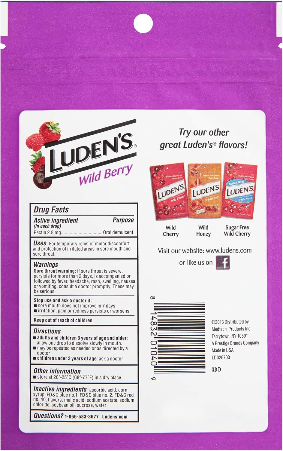 Ludens Throat Drops, Wild Berry, 30 Count: Health & Personal Care