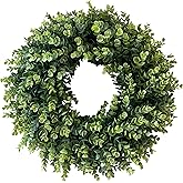 IPLNTS 20” Wreaths for Front Door Spring Summer Green Boxwood Door Wreath for All Seasons Living Room Bedroom Window Wall Indoor Outdoor Farmhouse Easter St. Patrick's Independence Day Home Decoration