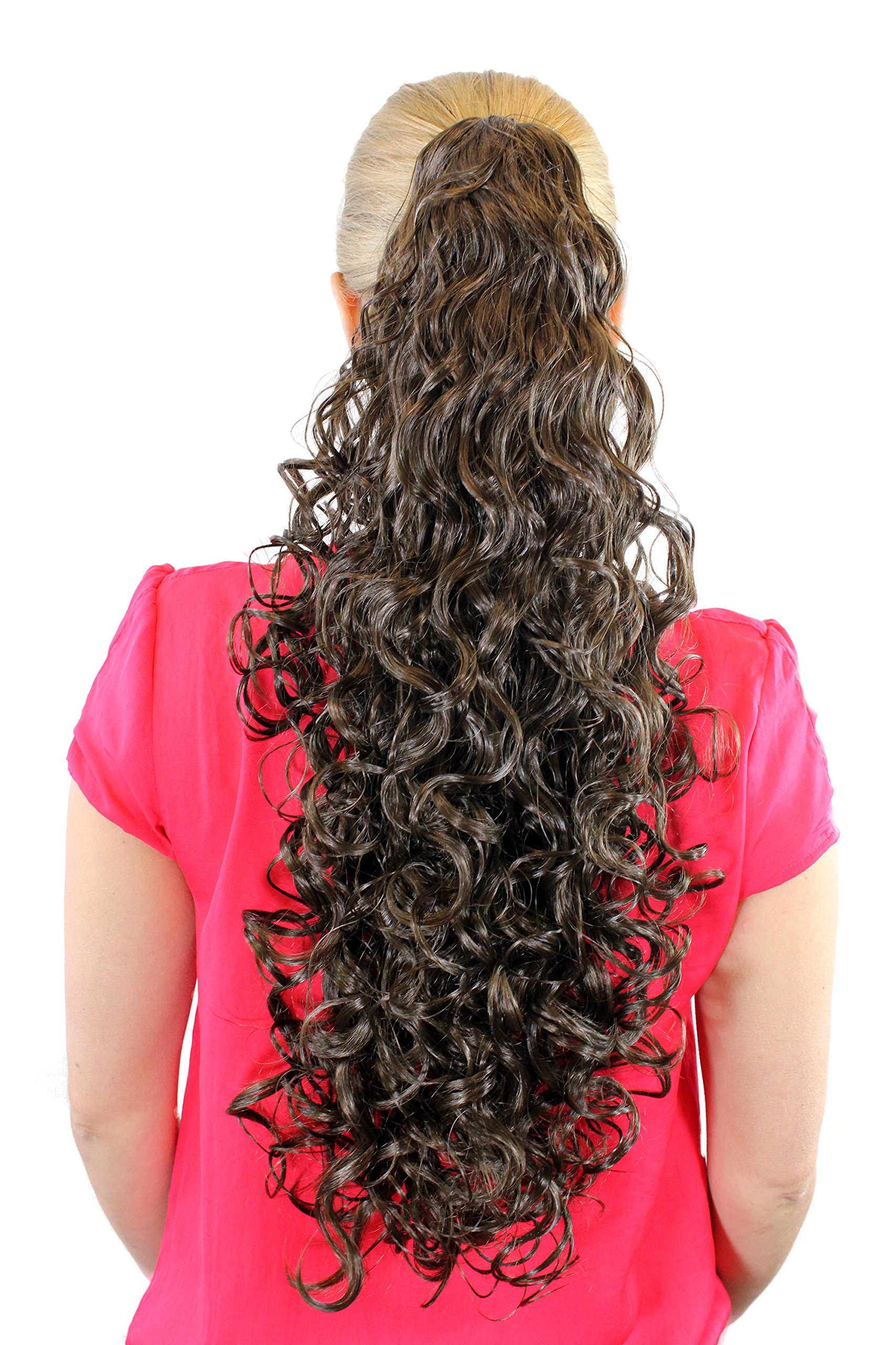 WIG ME UP - T-10-6 Ponytail Hairpiece extension very long curled curls voluminous claw clamp brown 25inch