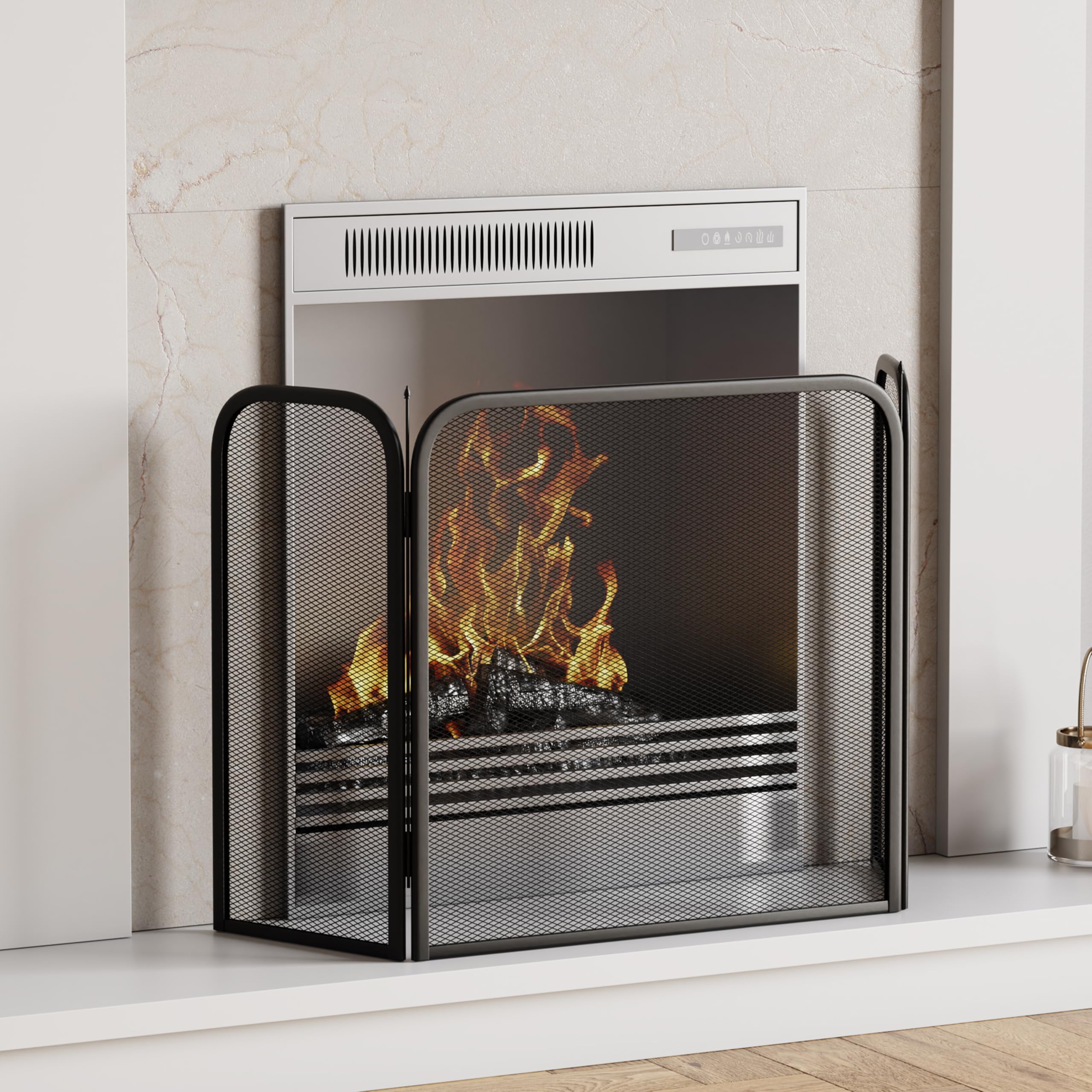 Fire Vida Roxby Fire Screen Spark Guard Square, Black