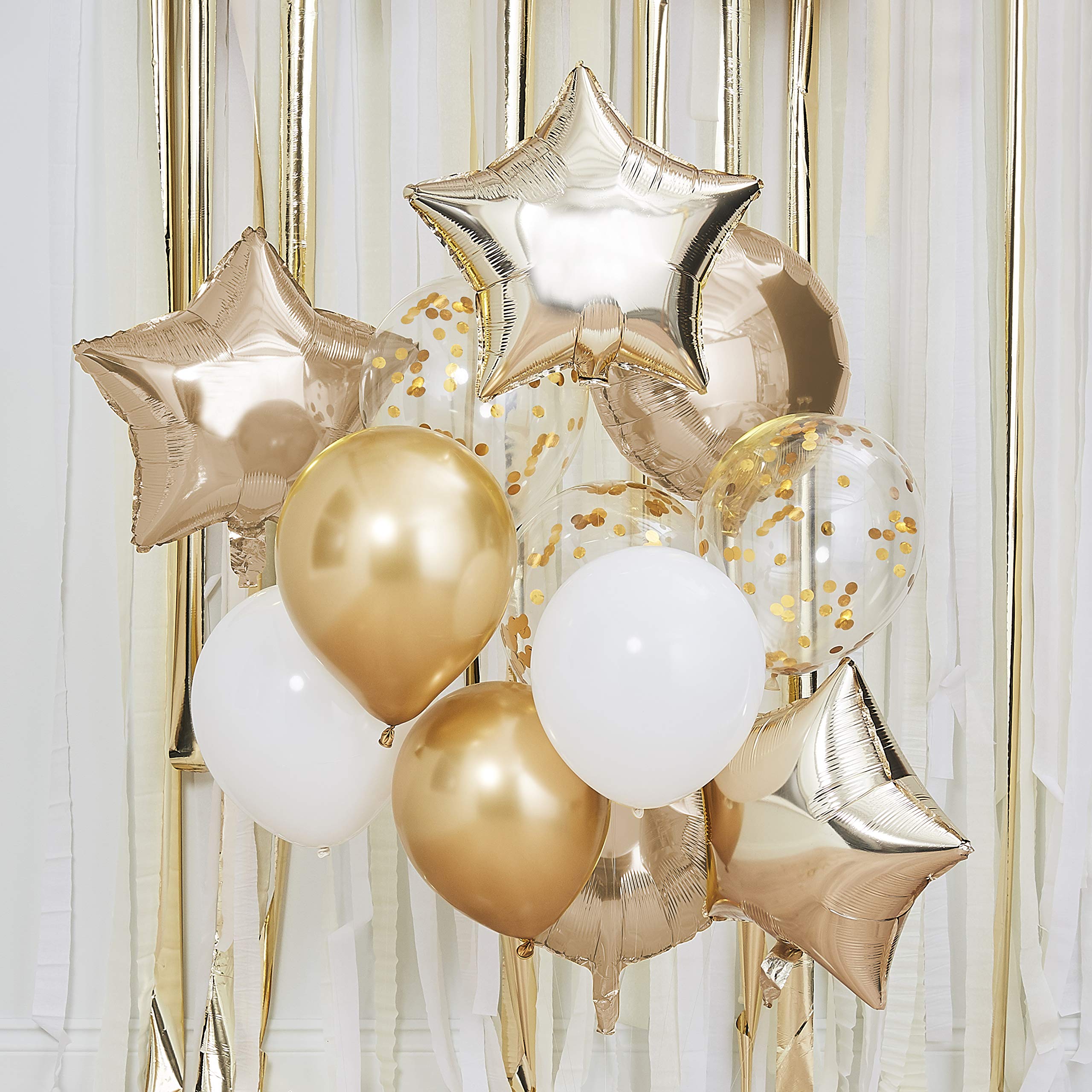 Ginger Ray Metallic Gold Balloon Bundle 12 Pack Mix it Up