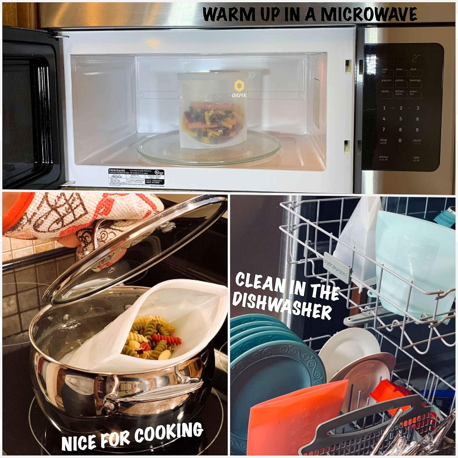 ORPIK Bolsa de almacenamiento reutilizable de silicona para ...