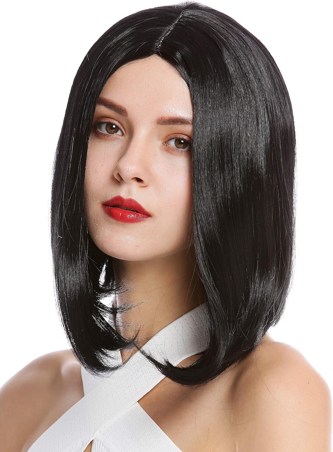 WIG ME UP - YZF-4356-1 Lady Quality Wig short shoulder length Bob Longbob straight middle-parting black, black (1), Länge: ca. 30 cm - Image 4
