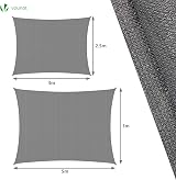 VOUNOT Sun Shade Sail Rectangle 3x2.5 m with Fixing Kit Grey HDPE 90% UV Block view 4