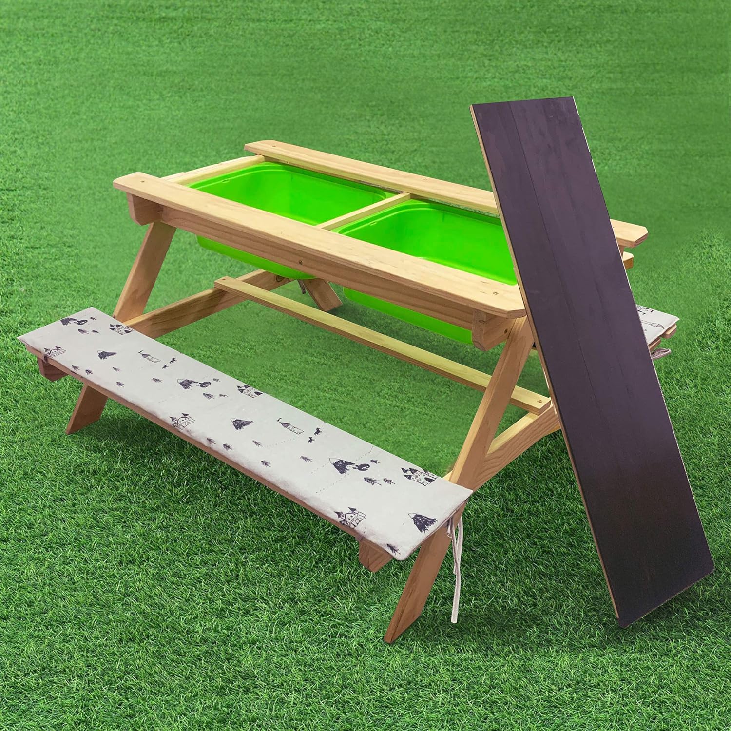 Amazon Com Kids Picnic Table And Chairs Set W Cushions Outdoor
