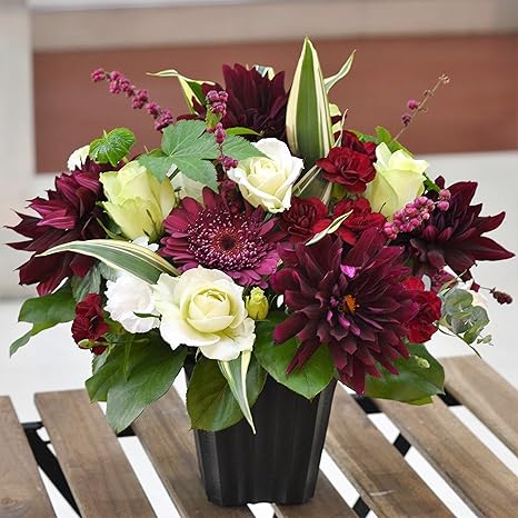 Amazon 上品な大人の素敵なアレンジメントhanalaboプレミアムお祝 記念日 お誕生日 結婚記念日 開店記念 フラワーアレンジメント オンライン通販