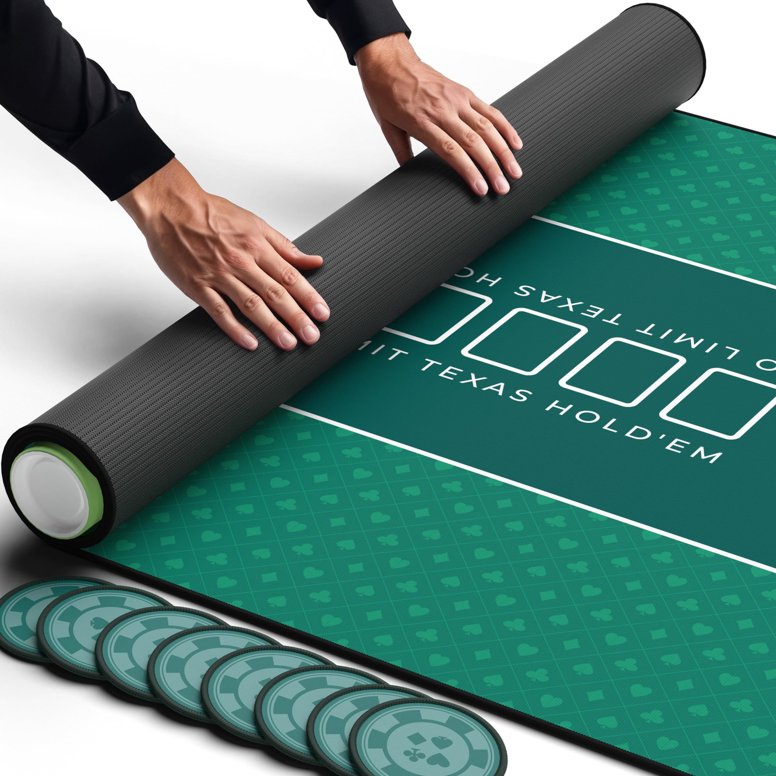Photo 1 of ** FACTORY SEALED*******Newverest Poker Table Top 70" x 35", Texas Hold'em Poker Mat for Home Game Nights Up to 10 Players, Casino| Poker Topper Cloth for Tables in Zipper Storage Bag with 8 Coasters in Poker Gift-Ready Box