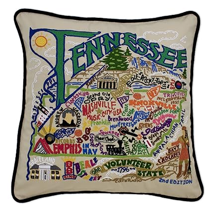 Amazon Com Catstudio Tennessee Throw Pillow Hand Embroidered