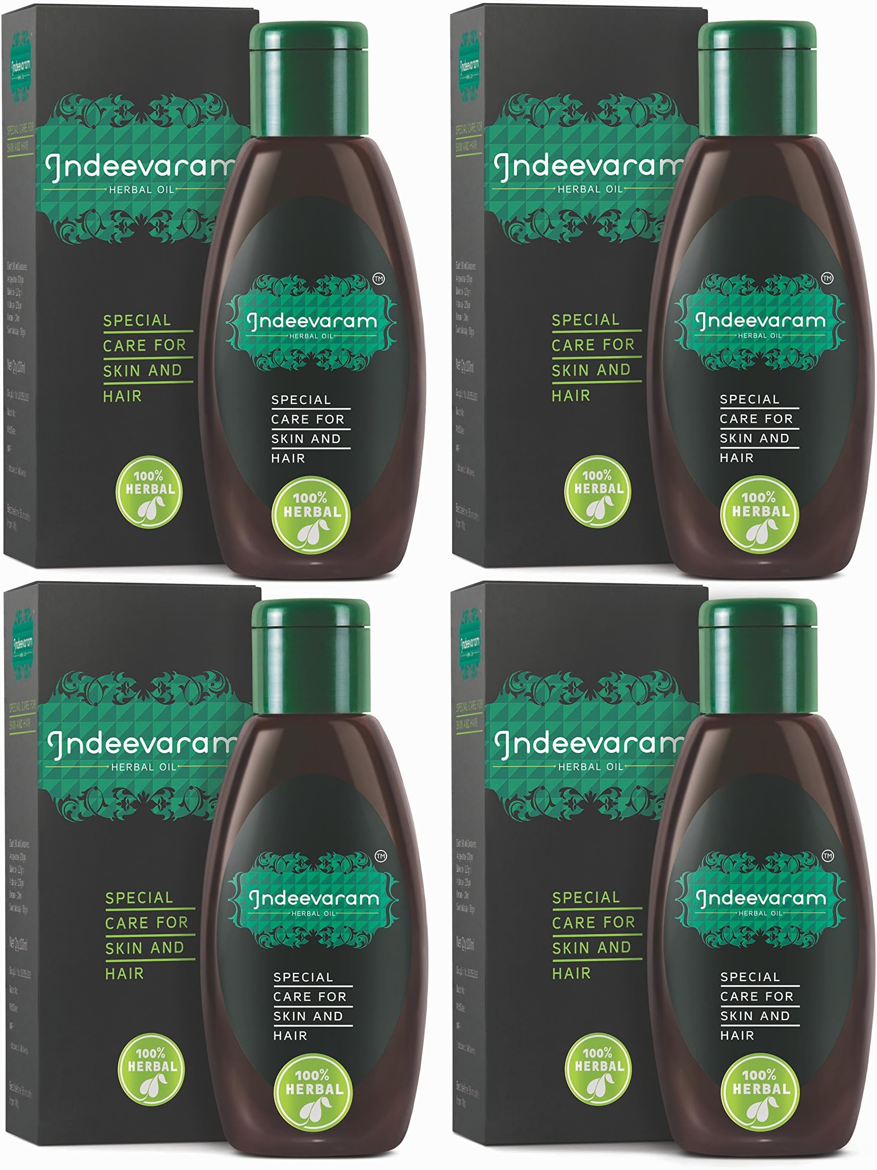 Indeevaram Herbal Oil for Hair and Skin– Pack of 4 (100 ml x 4)