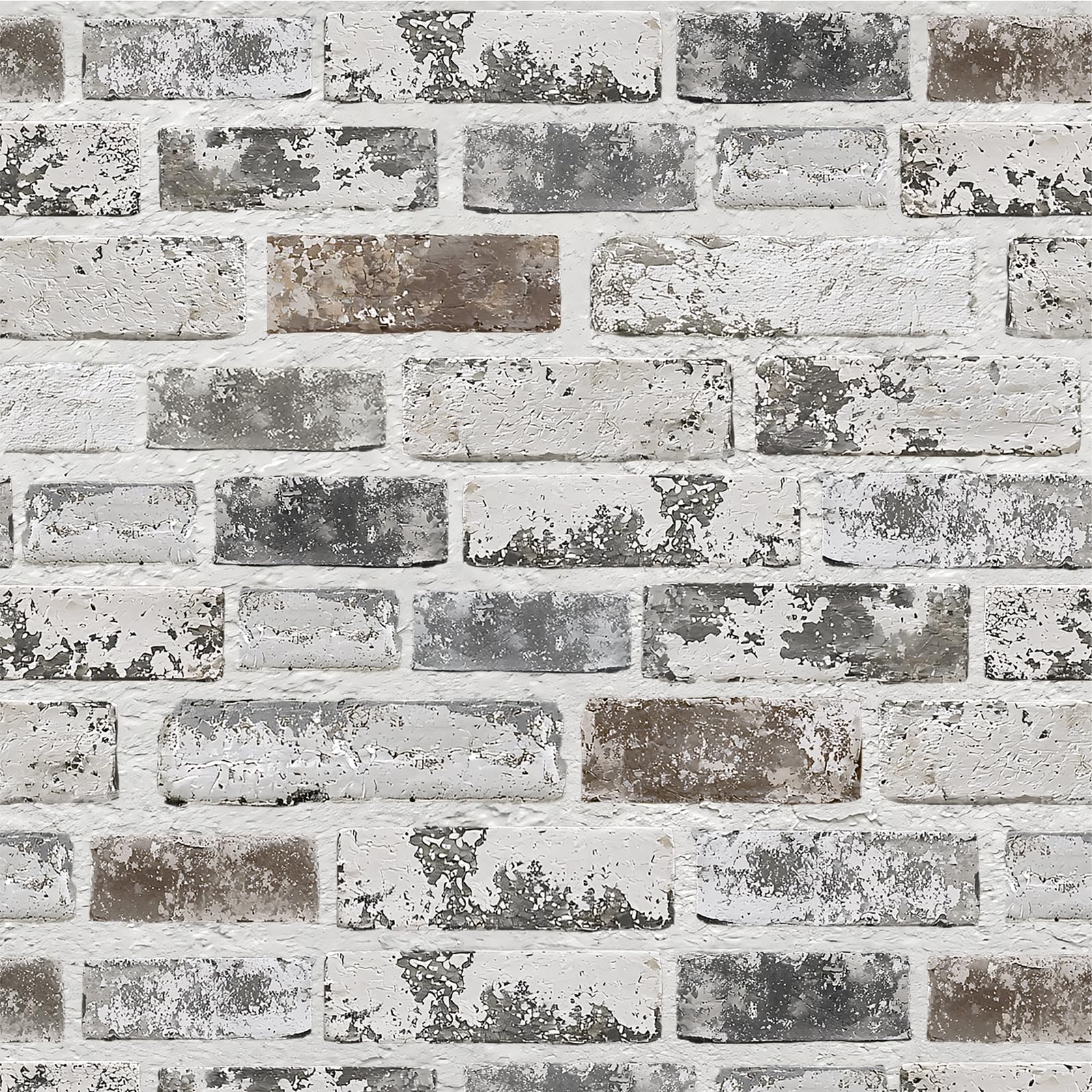 Photo 1 of Brick Wallpaper Peel and Stick Wallpaper 17.3"x393" Grey and White 3D Brick Wallpapers Self Adhesive Vintage Wall Paper Removable Textured Contact Paper for Fireplace Kitchen Home Decoration Vinyl