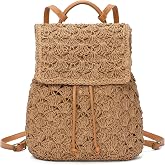 RNIEGA Straw Backpack for Women Woven Summer Beach Bag with Drawstring