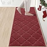 COSY HOMEER Soft Kitchen Floor Mats for in Front of Sink Super Absorbent Rugs and 20"x59" Non-Skid Mat Standing Washable,Polyester,Red