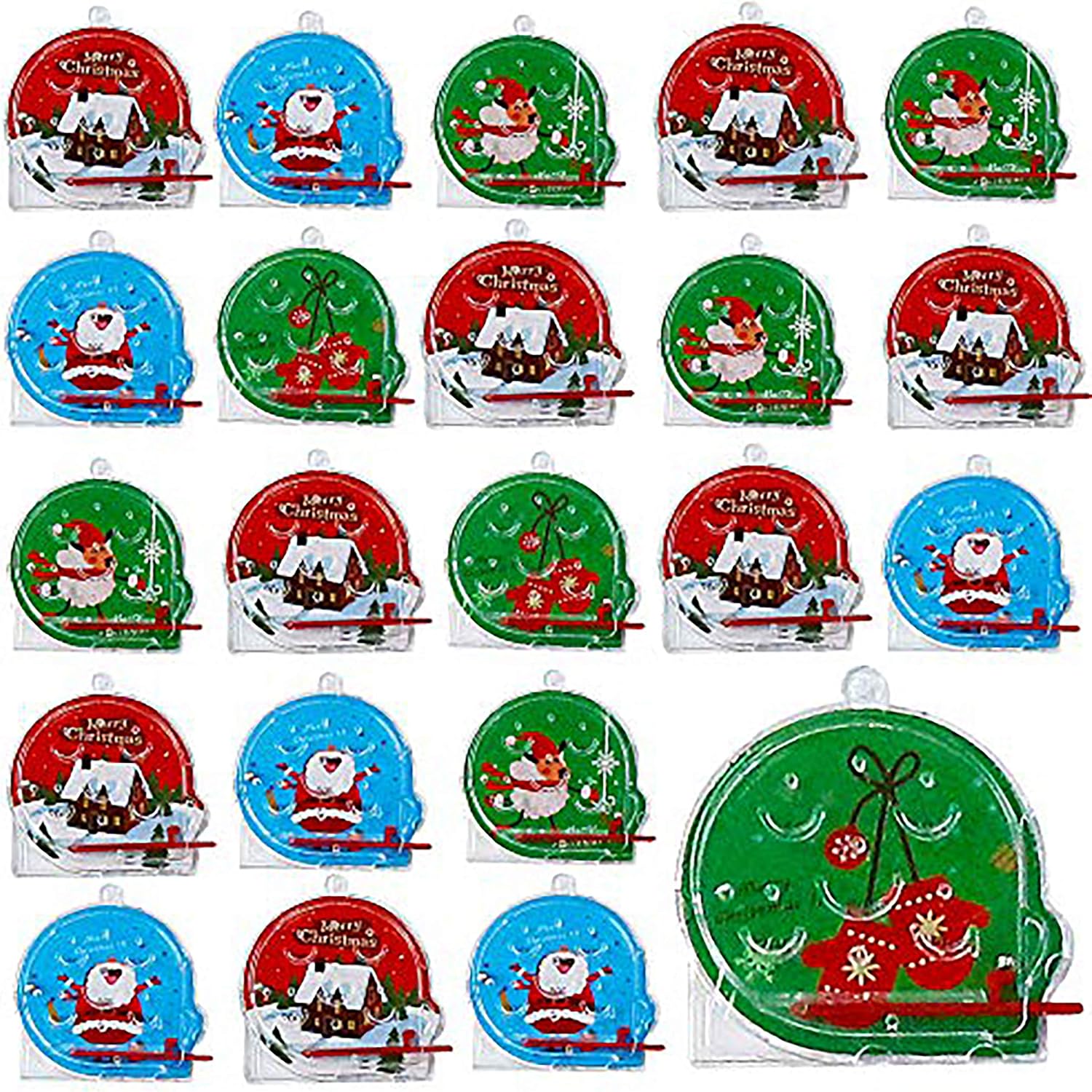 THE TWIDDLERS 50 Pack Mini Christmas Pinball Games for Kids, 6cm Handheld Fidget Toys in 5 Assorted Festive Designs