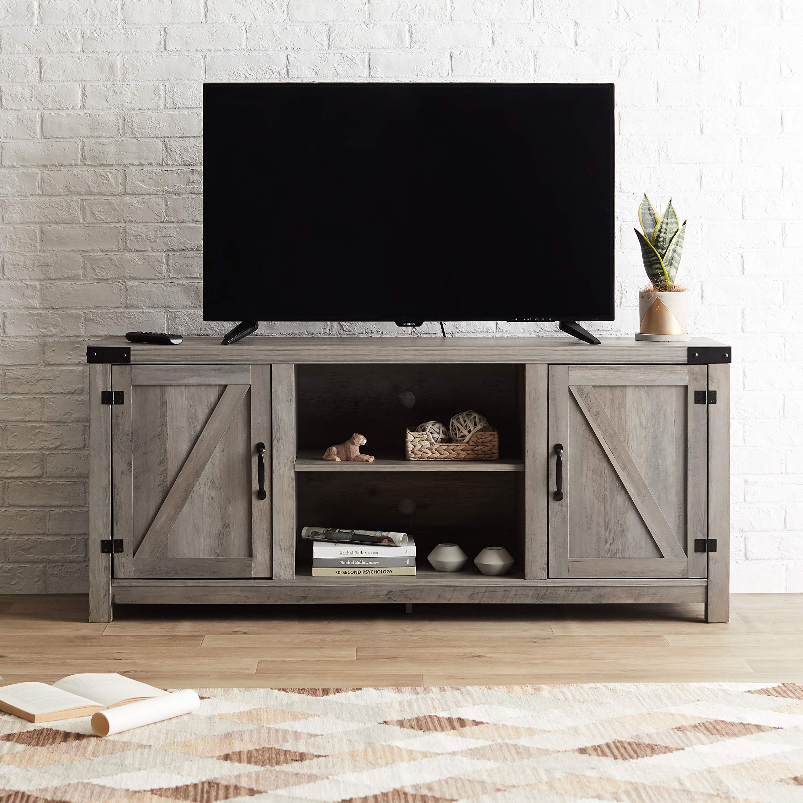 Rockpoint HX2019-13 Entertainment Stand, TV Console, Grey Wash