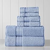 Modern Threads - Spun Loft 6-Piece 100% Combed Cotton Towel Set - Bath Towels, Hand Towels, & Washcloths - Super Absorbent & Quick Dry - 600 GSM - Soft & Plush, Blue
