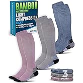 Doctor's Select Bamboo Viscose Light Compression Socks for Women & Men - 3 Pairs, 8-15 mmHg Compression Socks, Knee High
