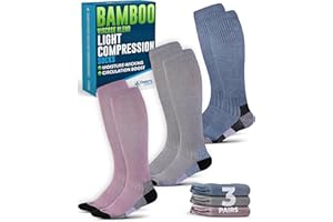 Doctor's Select Bamboo Viscose Light Compression Socks for Women & Men - 3 Pairs, 8-15 mmHg Compression Socks, Knee High