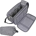 PAVILIA Toiletry Bag for Men, Travel Essentials Shaving Dopp Kit, Mens Travel Bag Toiletries Organizer Case for Grooming, PU Leather Water Resistant Cosmetic Bag Pouch (Heather Grey)