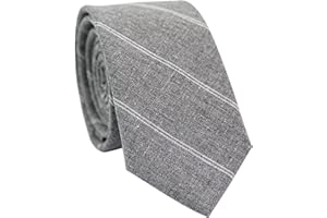 BELLUNO 2.5 inch Skinny Ties for Men, Solid Cotton Linen Neckties