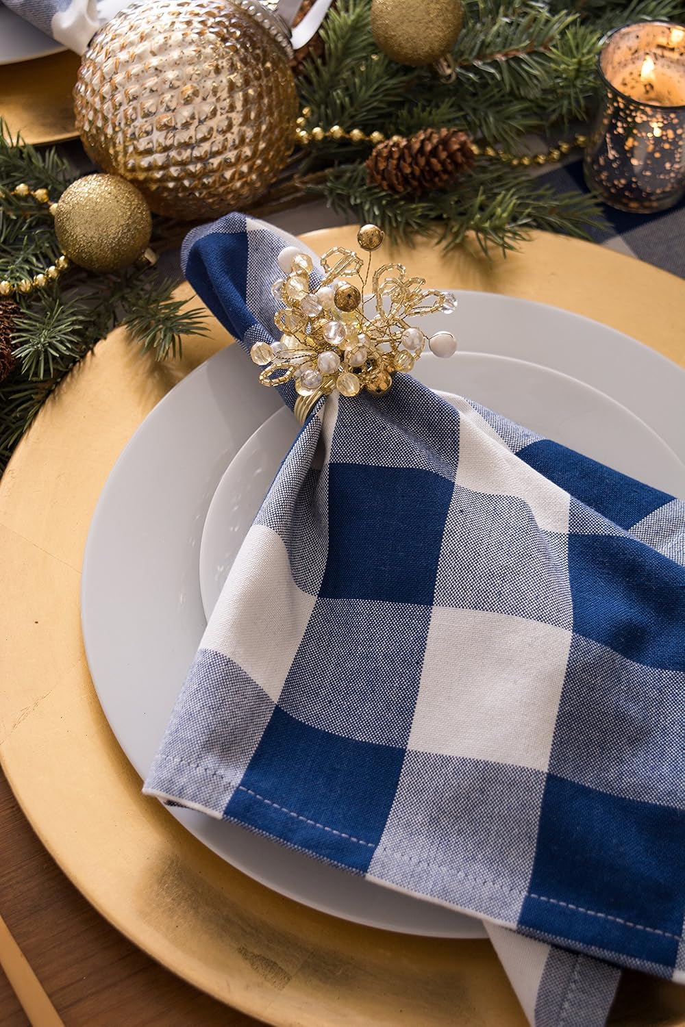 DII Modern Chic Fun Napkin Rings for Dinner Parties, Weddings Receptions, Family Gatherings, or Everyday Use, Set Your Table With Style - Cluster Gold Beads, Set of 6: Industrial & Scientific
