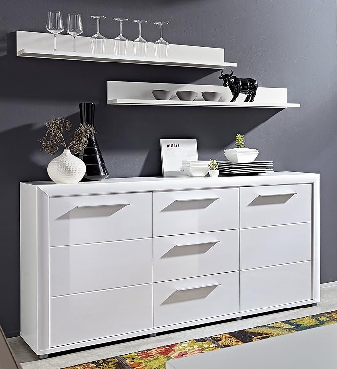 Sideboard mit Wandboard weiss hochglanz Amazon.de Küche & Haushalt
