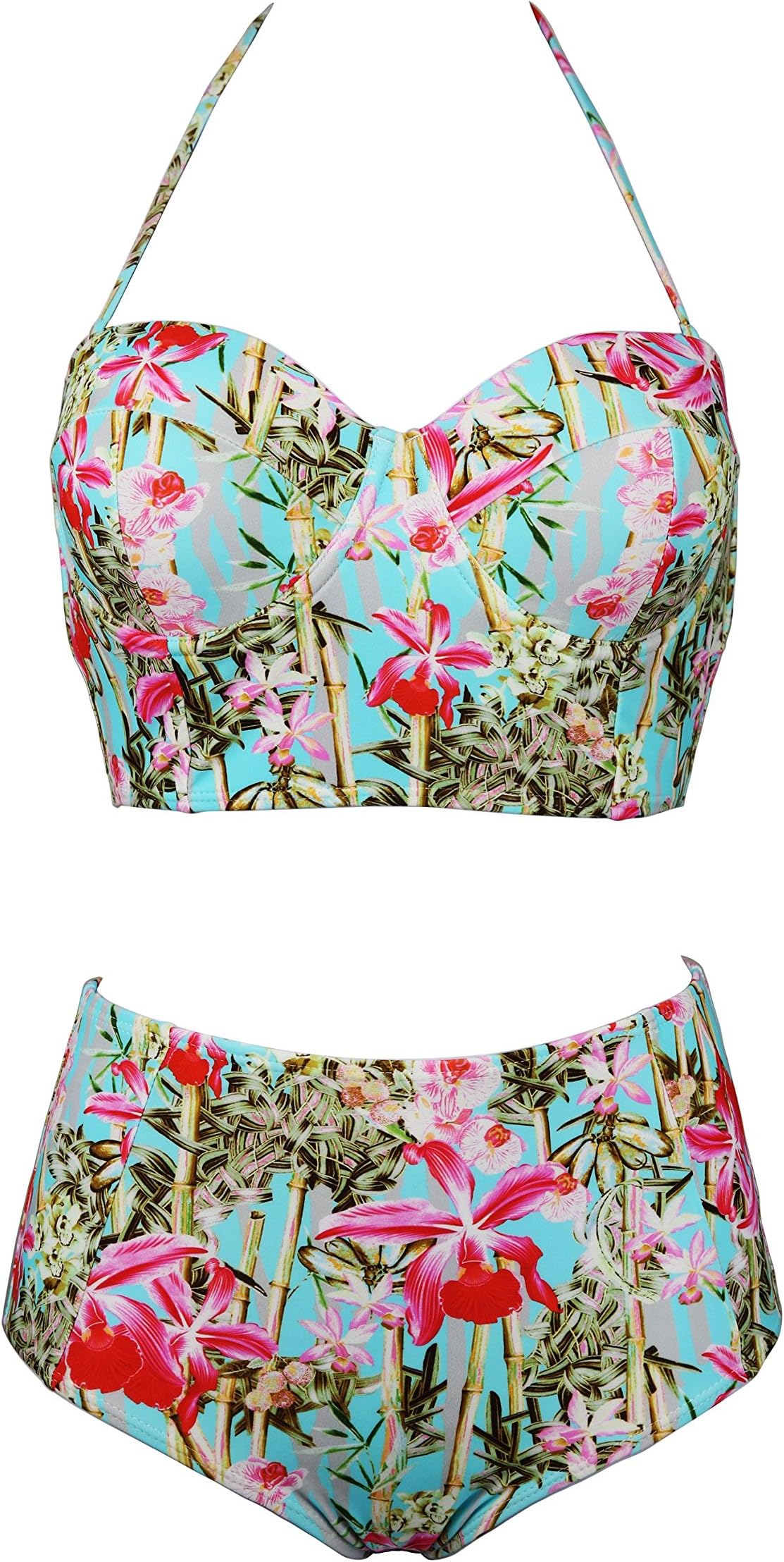 Dosoni Women's Vintage Style Floral High Waisted Bikini Sets