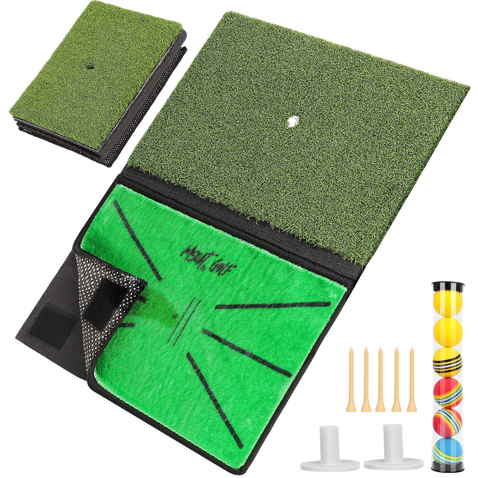 MSOAT 2 In 1 Golf Practice Hitting Chipping Mat Training Swing Mats for Garden Detachable Swing Detection and Synthetic Turf Portable for Outdoor Hitting Swing Correction