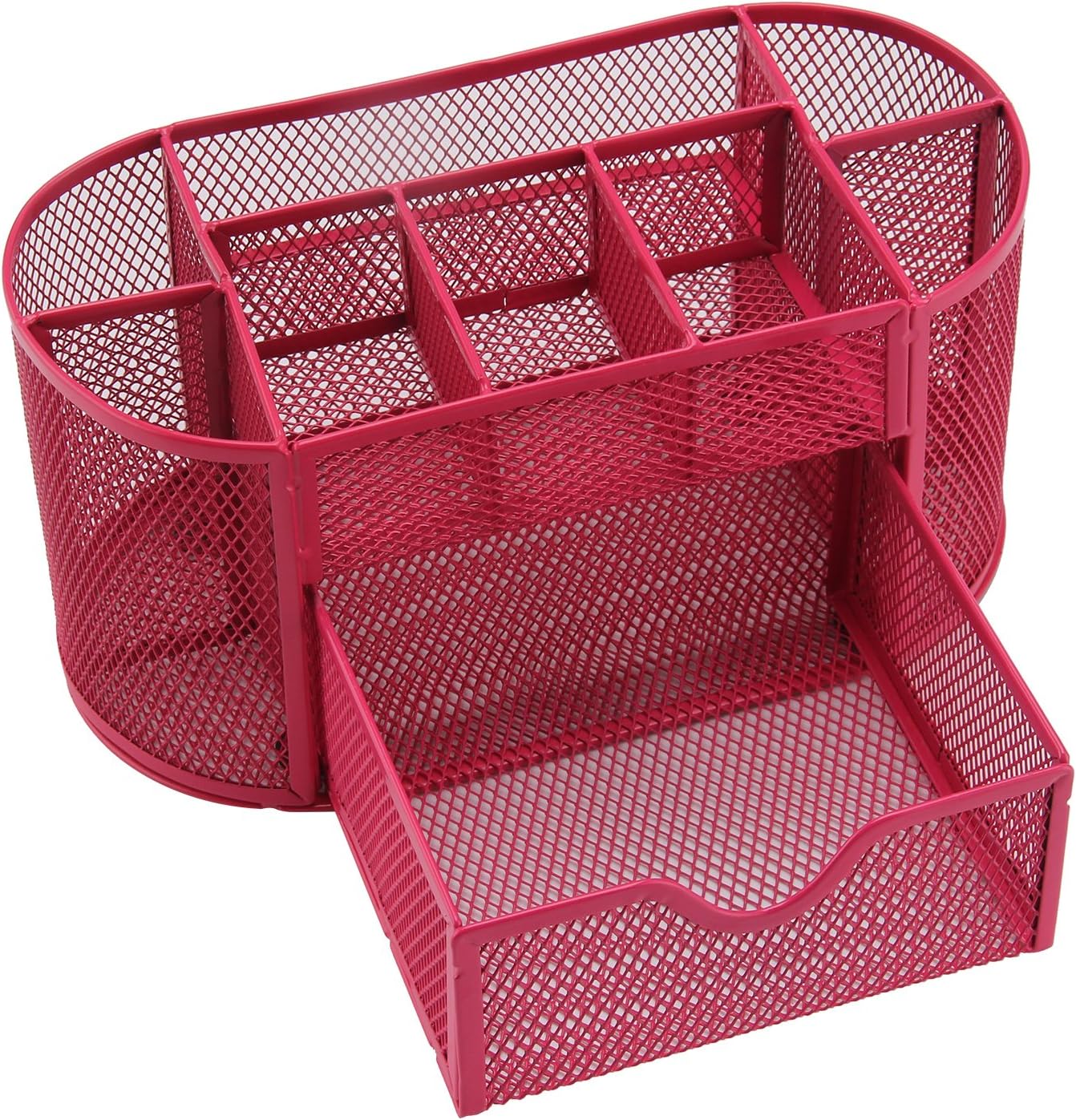 AllRight Metal Mesh Desk Tidy Organiser, Multi-Functional Office Stationary Pencil Pot Pencil Holder (Red)