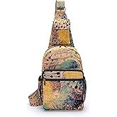 Coton Pose Women sling bag Elephant canvas large boho backpacks bohemian Crossbody Bag (purple yellow)