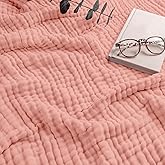 Comfy Cubs Muslin Blanket for Adults King 108" x 90" - 6 Layer Soft, Breathable & Lightweight Muslin Adult Blanket - Machine Washable & Designed in The US Bedding for All Seasons - Bold Blush