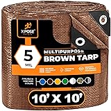 Multipurpose Protective Cover Brown Poly Tarp 10' x