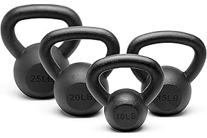 Unipack Powder Coated Solid Cast Iron Kettlebell Weights Set 5, 10 15, 20, 25, 30, 35, 40, 45 lbs All Combination