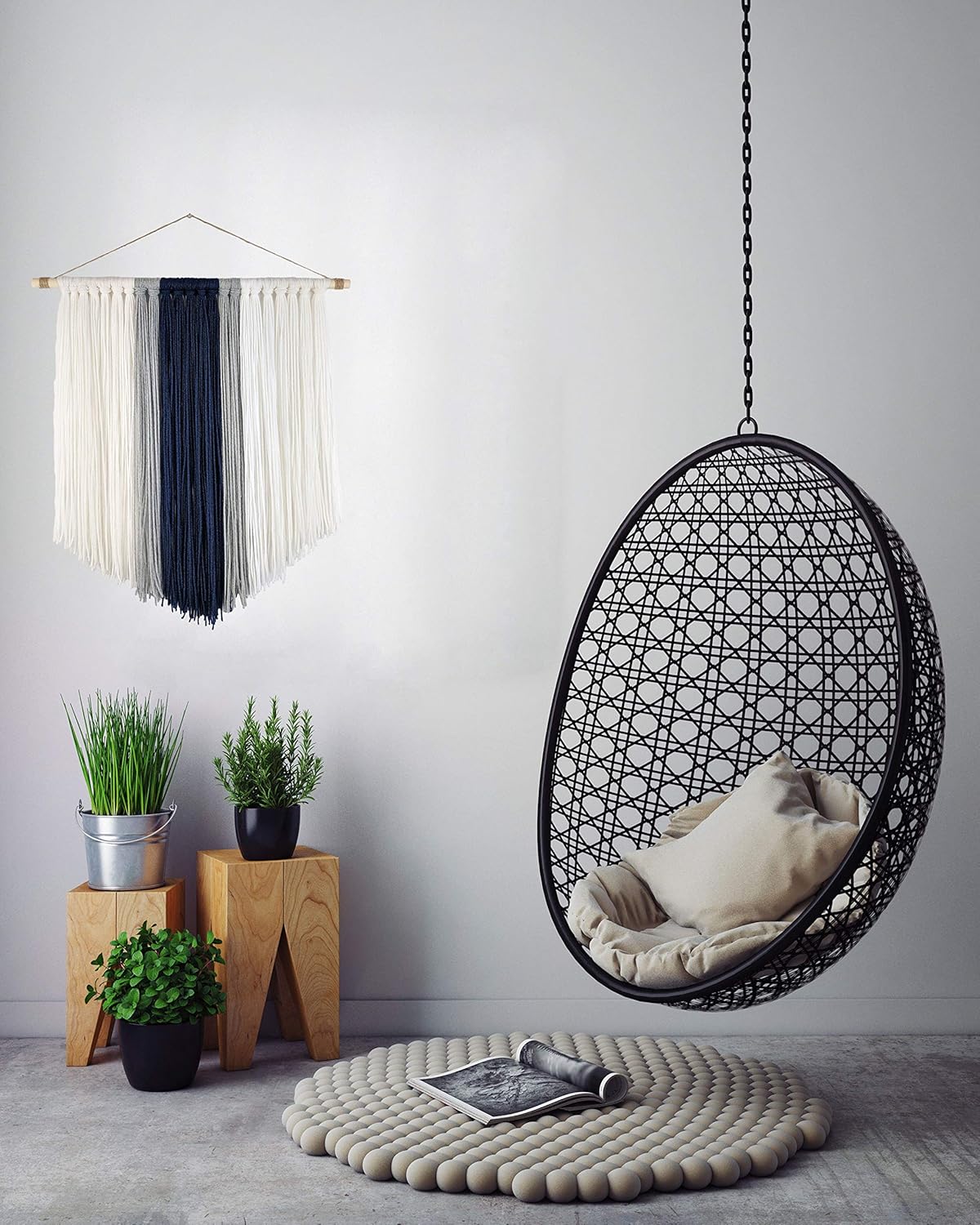 kraska yarn wall hanging boho decor decorative interior tapestry bedroom wall decor nursery room bohemian art decor