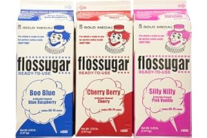GOLD MEDAL Cotton Candy Floss Sugar-Blue Raspberry, Pink Vanilla & Cherry- 3.25 lbs. (3 pack)